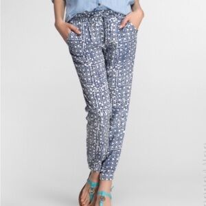 EUC Michael Kors Printed Track Pants Denim Joggers Pockets Drawstring Size 2